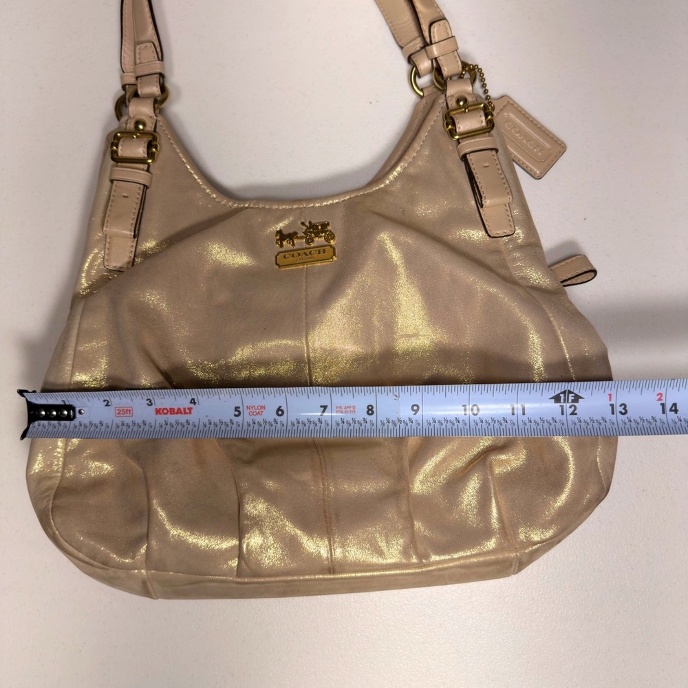 Coach Madison Metallic Leather Maggie Hobo Bag Champagne Gold 19700 Medium - Picture 16 of 16